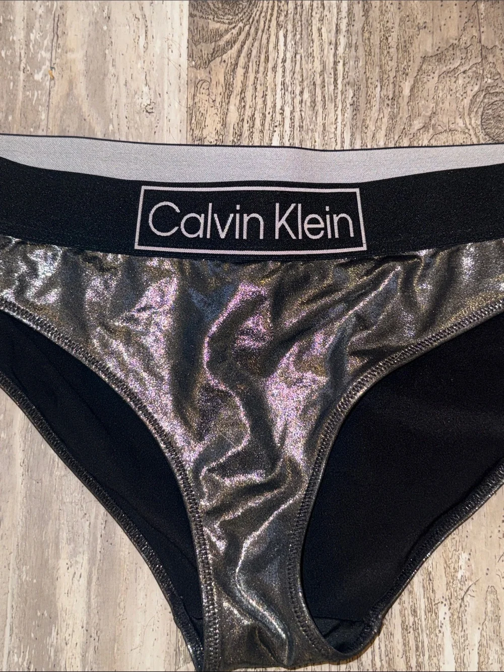 Calvin Klein Shimmery Metallic Black Bralette & Bikini